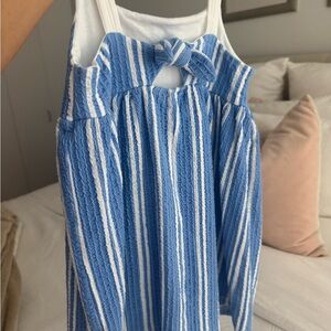 Zara Kids Blue and White Textured Dress